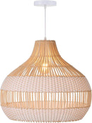 Arturesthome Woven Pendant Light 19.65" White Dining Room Lighting Adjustable Natural Rattan Pendant Lighting with Plastic for Restaurants Sitting Room by GreenHaven Gardens