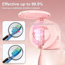 UV Toothbrush Sanitizer Holder, Toothbrush Sanitizer and Holder Cover Caps with Fan Drying, Rechargeable Portable Toothbrush Cleaner Case Fits Most Electric and Manual Toothbrushes (Pink) by CozyNest Decor