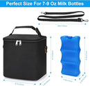 Accmor Breastmilk Cooler Bag with Ice Pack, Baby Bottle Cooler Bags, Insulated Bottle Cooler Tote Bags On The Go, Fits 6 Large 9oz Bottles, for Nursing Mom Daycare Travel, Black by TinyTreasures Baby Boutique