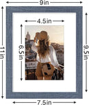 Vittanly 8x10 Picture Frames Set of 9, Shatter Resistant Plexiglass, Display 5x7 Pictures with Mat or 8x10 without Mat, Photo Frames for Wall or Tabletop, Engineered Wood, Navy by CozyNest Decor