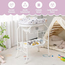 BABY JOY Baby Bathtub with Changing Table, Foldable Infant Diaper Changing Station with Storage Tray, Waterproof Pad, Portable Newborn Nursery Organizer Bath Stand with 4 Universal Wheels (White) by TinyTreasures Baby Boutique