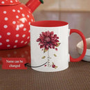Dahlia Flower Design Coffee Mug, Personalized Name On Red Floral Cup, Custom Ceramic Mug For Flower Lovers, Customized Dahlia Accent Cup 11oz Or 15oz, Floral Decorative Mug Gift by CozyNest Decor