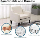 VINGLI Mid Century Modern Accent Chair, Beige Fabric Accent Chairs for Living Room Upholstered Armchair Sofa with Scooped Arms for Bedroom, Apartment, Studio, Office, Waiting Room by CozyNest Decor