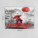 Japanese Red Geisha Tapestry Asian Cherry Blossom Red Sun Traditional Kimono Folk Tapestries Home Decor for Living Room Bedroom Apartment Farmhouse Dorm 40"x30" by CozyNest Decor