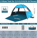 COMMOUDS Beach Tent Sun Shade for 3/4-5/6-7/8-10 Person, UPF 50+ Beach Sun Shelter Canopy Tent, Lightweight, Easy Set Up and Carry by TinyTreasures Baby Boutique