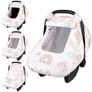 Baby Carseat Cover Girls, Pea Pod Unicorn Infant Car Seat Covers Canopy for Newborn with 2 Layers Windows of Breathable Mesh/Fabric, Lightweight Polyester/Minky Dot Backing, Snug Fit by TinyTreasures Baby Boutique