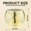 2 Pcs Disco Ball Vase,5 x 6 Inch Mirrored Disco Ball Planter,Disco Ball Candle Holders Perfect Disco Decorative Planters for Living Room Bedroom Table Wedding Party Birthday(Gold) by GreenHaven Gardens