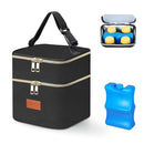 PIIOSER Breast Milk Storage Cooler Bag with Ice Pack, Fits 4 Baby Bottles Up to 5 Ounce, Small Insulated Breastmilk Cooler Travel Bag with Handle Buckle for Nursing & Working Mom Daycare (Black-XS) by TinyTreasures Baby Boutique