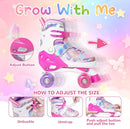 Nattork Kids Roller Skates for Girls Boys Kids, 4 Sizes Adjustable Quad Skates Butterfly and Flower with All Light up Wheels - Birthday Gift for Indoor Outdoor Sports by TinyTreasures Baby Boutique