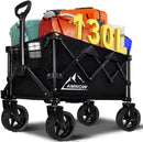 Collapsible Wagon Cart with Wheels Foldable, Folding Wagons Carts with Silent Universal Wheels, Large Grocery Cart On Wheels, Heavy Duty Utility Wagon for Shopping Beach Sports Fishing Camping, 130L by GreenHaven Gardens