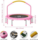 CLORIS 38in/48in Folding Trampoline - Max Load 220lbs / 450lbs Mini Trampoline Rebounder Trampoline for Adults with Adjustable Foam Handle, with safty Padded Cover Best Gift for Kids/Adult by TinyTreasures Baby Boutique