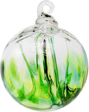 Luke Adams Glass | 3" Mini Glass Tree of Life | Handmade Ornament | Hanging Garden Gazing Ball | Indoor Outdoor Home Décor | (Adventurine Green) by CozyNest Decor