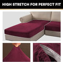 PrinceDeco Sectional Couch Covers 3 Pieces Velvet Sofa Covers L Shape Soft Couch Covers for Sectional Sofa Corner Sofa Cover Couch Cover for Dogs Washable (2 Seater + 1 Chaise,Burgundy) by CozyNest Decor