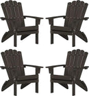 Set of 4 Folding Adirondack Chairs, Heavy Duty Weather-Resistant Patio Chairs with Wide Armrests & Ergonomic High Back, HDPE Fire Pit Seating for Backyard, Garden, Porch - Dark Brown by GreenHaven Gardens