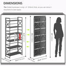 4NM 6 Tiers No Assembly Book Shelves, 61.8" H Folding Bookshelf Bookcase Open Industrial Foldable Shelves for Bedroom, Living Room, Home Office - All Black by CozyNest Decor