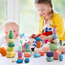 OESSUF Stacking Rocks 40Pcs Stacking Rocks Balancing Stacking Stones Wooden Stacking Toys Wooden Stone Stacking Game for Toddler Wood Sorting Montessori Stacking Rocks for Kids by TinyTreasures Baby Boutique