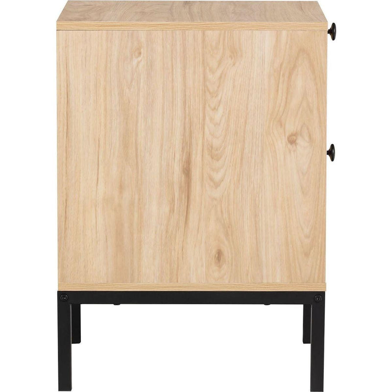 Set of 2 rectangle Rattan Bedside Table Nightstand with Drawer 2