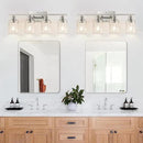 4-Light Bathroom Light Fixtures, Brushed Nickel Vanity Lights with Clear Glass Shades, Modern Bathroom Wall Lamp for Mirror Living Room Cabinet Bedroom Porch by CozyNest Decor