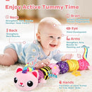 Baby Sensory Toys 0-6 6-12 Months, Musical Animal Stuffed Plush Unicorn Cat Toy for Infant 0-3-6 Months & Up, Tummy Time with Mirror Crinkle Rattle, Christmas Baby Shower Gifts for Newborn Boys Girls by TinyTreasures Baby Boutique