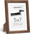 5x7 Picture Frame Natural Solid Walnut Photo Frames with 4x6 Removable Mat Wall Hanging Large Handcrafted Frame with HD Plexiglass Wall and Tabletop Display Large Poster Frame by CozyNest Decor