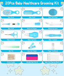 Baby Grooming and Healthcare Kit, Portable Baby Safety Care Set with Hair Brush Comb Nail Clipper Nasal Aspirator for Nursery Newborn Infant Girl Boy (25 in 1, Blue) by TinyTreasures Baby Boutique