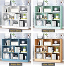 IOTXY Open Shelf Low Bookcase - Wooden 3-Tier Floor Standing Display Cabinet Organizer with Base, 8 Cubes Short Horizontal Bookshelf in Tiffany-Green by CozyNest Decor