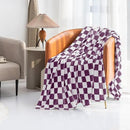 LOMAO Throw Blankets Flannel Blanket with Checkerboard Grid Pattern Soft Throw Blanket for Couch, Bed, Sofa Luxurious Warm and Cozy for All Seasons (Purple, 40"x50") by CozyNest Decor