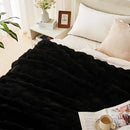 Lotus Karen Faux Fur Blanket Black - Big Bubble Rabbit Fluff King Throw for The Bed Large Fluffy Fuzzy Cozy Thick Furry Plush Shaggy Blankets 108x90 Inches by CozyNest Decor