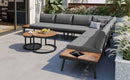6-Piece Outdoor Sectional Sofa Set with Round Nesting Coffee Tables and Seating Sofa with Cushions for Patio, Porch and Garden (Grey)