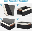 GhvyenntteS Storage Baskets for Shelves 12 Pack, Fabric Storage Bins with Leather Handles, Foldable Rectangular Storage Baskets for Organizing Home, Office (Black/White, 11.8" x 7.87" x 5.11") by CozyNest Decor