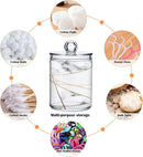 2 Pack Qtip Holder Dispenser White Marble Gold Line Bathroom Storage Canister Lid Acrylic Plastic Apothecary Jar Set Vanity Makeup Organizer for Cotton Swabs/Pads/Floss by CozyNest Decor