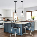 Modern Farmhouse Pendant Lighting for Kitchen Island,Industrial Dining Room Light Fixtures Hanging Over Table with Seeded Glass,2 Pack Black Pendant Lights Mini Chandeliers for Sink Bar by CozyNest Decor