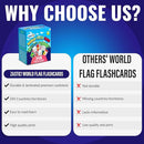 Zastic! World Flags Flashcards - 245 Country Flags, Capitals, Languages & Continents - Gloss Laminated Kids Geography Flash Cards by TinyTreasures Baby Boutique