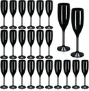 XUWAIDSGN Acrylic Champagne Flutes Toasting Glasses Unbreakable Mimosa Bar Reusable Wine Glasses Vintage Champagne Flutes Stemmed Drinking Cups 5.4 OZ for Christmas Birthday (24, Black) by CozyNest Decor