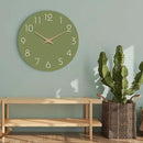 Mosewa Modern Wall Clock Silent Non Ticking 12 Inch Olive Green Battery Operated Simple Minimalist for Living Room Office Bedrooms Kitchen Home Decor