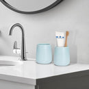 Bathroom Tumbler Cup Ceramic 2Pcs 13.5oz Reusable Toothbrush Cup 400ml,Toothbrush Holder Adequate for Your Bathroom (Cyan) by CozyNest Decor