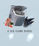 ecozy Portable Ice Maker Countertop, 9 Cubes Ready in 6 Mins, 26lbs in 24Hrs, Self-Cleaning Ice Machine with Handle/Ice Bags/Ice Scoop/Ice Basket, 2 Sizes Bullet Ice for Home Kitchen Office Bar Party by CozyNest Decor