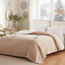Sealy Electric Blanket Queen 84"*90",Super Cozy Flannel to Sherpa Reversible Heated Blanket Queen Size with 10 Heating Levels & 1-12 Hours Auto Off Overheating Protection Machine Washable,Beige by CozyNest Decor