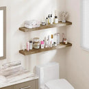 BAMEOS Floating Shelves,Wall Mounted Wooden Shelves with Invisible Brackets Set of 2, Hanging Wall Shelves Decoration for Bedroom, Bathroom, Living Room and Kitchen by CozyNest Decor