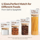 ComSaf Food Storage Containers with Airtight Lids Set of 6, Clear Glass Canister Food Jar with Sealing Lid Kitchen Pantry Storage Container for Spaghetti Pasta Sugar Flour Oat Cereal Beans, Square by CozyNest Decor