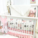 4-Piece Crib Bedding Set for Girls, Pink Baby Girl Bedding Set with Crib Skirt, Baby Quilt, Crib Sheet and Diaper Stacker, Daisy Flower by TinyTreasures Baby Boutique