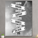 Personalized Father's Day Family Names Street Custom Multi-Name Date of Birth Vintage Street Sign Happy Fathers Day Poster Canvas Wall Art Best Gifts for Dad Husband from Daughter Son Wife Kids
