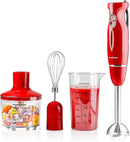 OVENTE Immersion Hand Blender, 300W Electric Handheld Portable Stick Mixer Set with 2 Mixing Speed, Stainless Steel Blades, Egg Whisk Attachment, Mixing Beaker and BPA-Free Food Chopper, Red HS565R by TinyTreasures Baby Boutique