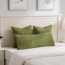 Fancy Homi 2 Packs Moss Green Decorative Throw Pillow Covers 20x20 Inch for Living Room Couch Bed Sofa, Farmhouse Boho Home Decor, Soft Corss Corduroy Patchwork Accent Square Cushion Case 50x50 cm by CozyNest Decor