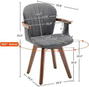 LUNLING Swivel Dining Chairs Set of 2, Mid Century Modern Gray Fabric+Faux Leather Kitchen Chairs with Arms,Bamboo Legs Side Chairs No Wheels,Accent Chair for Dining Rooms and Offices(Gray Fabric) by CozyNest Decor