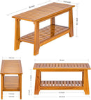 NNN 30" Commercial Teak Shower Bench - 8 Non-Slip Leveling Feet & 350 lbs Capacity | Rock-Solid Stability for Seniors & Spa Safety | Waterproof Design for Saunas/Outdoor Pools (Patented) by TinyTreasures Baby Boutique