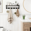 Homode Coat Rack Wall Mount with Shelf, 24" Long Entryway Shelf with Hooks Underneath, Wooden Coat Hanger for Hanging Hats, Bathroom Towels, Clothes, Black by CozyNest Decor