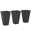 Set of 3 Tall Flower Pots with Marble Look Finish