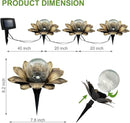 LEWIS&WAYNE Solar Garden Lights Outdoor, 3 Pcs Coppery Lotus Flower Pathway Lamps with Cool White Crackle Glass Globe Led Lights for Patio Pathway Yard Balcony Garden Decorations by CozyNest Decor