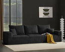 Boneless Cloud Couch Sofa for Living Room, 112" 3 Seater Black Modern Lounge Sleeper Couch, No Assemble, Cordury Compression Upholstered Couches by CozyNest Decor